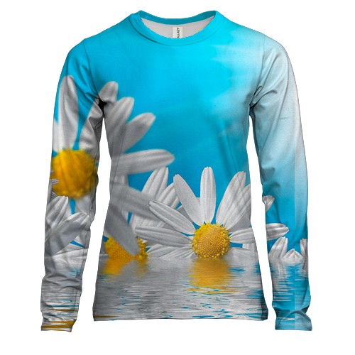 Женский 3D лонгслив с ромашками в воде