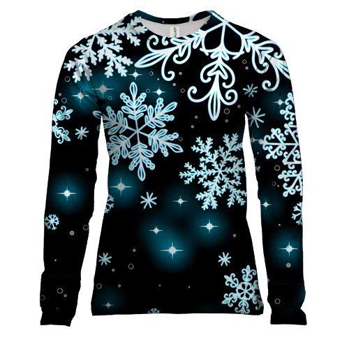 Женский 3D лонгслив «Космические снежинки»