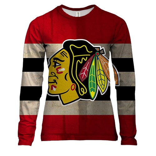 Женский 3D лонгслив Чикаго Блэкхокс