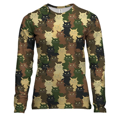 Жіночий 3D лонгслів Камуфляж коти "Котофляж" (2)