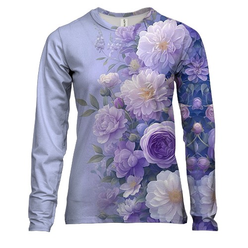 Жіночий 3D лонгслів з бузковими квітами