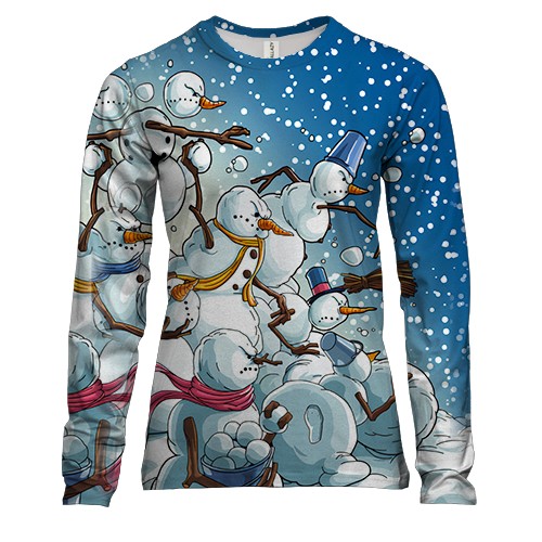 Женский 3D лонгслив Боевые снеговики