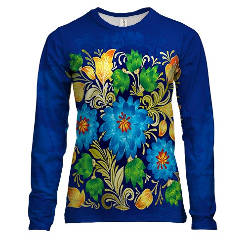 Жіночий 3D лонгслів з Арт квітами