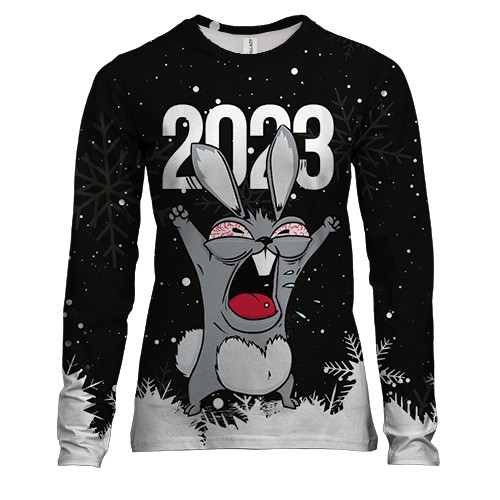 Женский 3D лонгслив с кроликом 2023