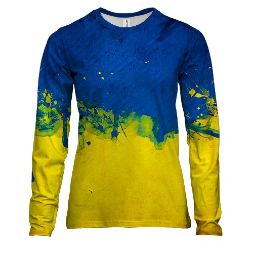 Жіночий 3D лонгслів акварельний прапор України
