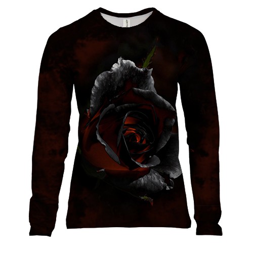 Женский 3D лонгслив Роза в огне