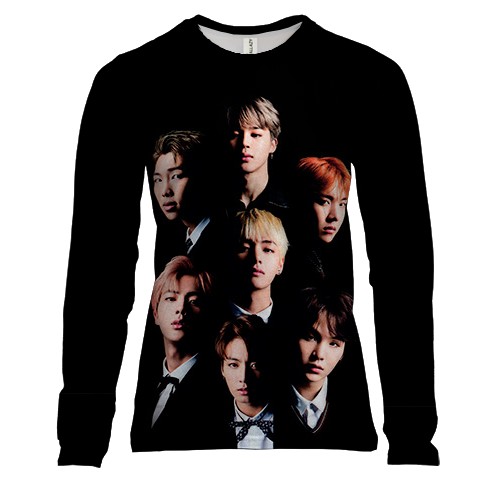 Женский 3D лонгслив с группой БТС (BTS)