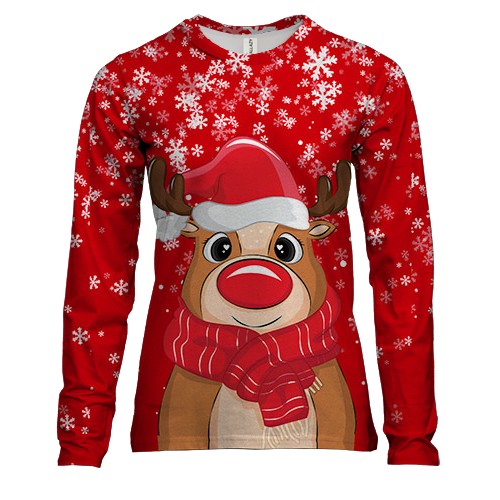 Женский 3D лонгслив "Новогодний олень"