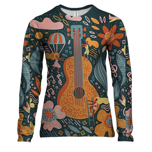 Женский 3D лонгслив с испанской гитарой