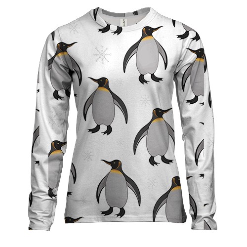 Жіночий 3D лонгслів з пінгвінами і сніжинками