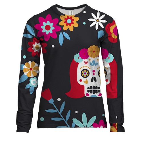 Жіночий 3D лонгслів з черепом жінкою