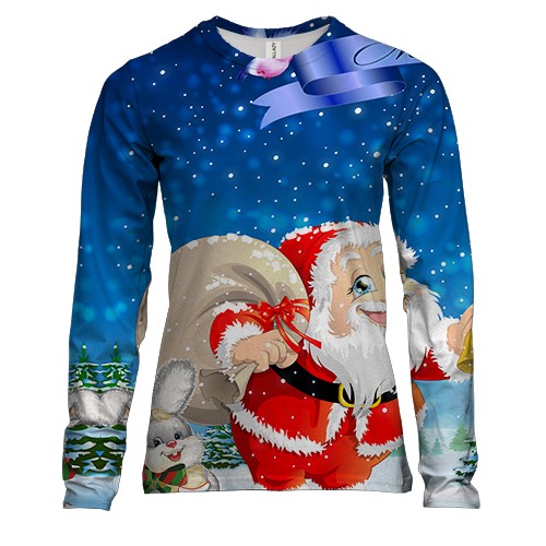 Жіночий 3D лонгслів з новорічним Сантою