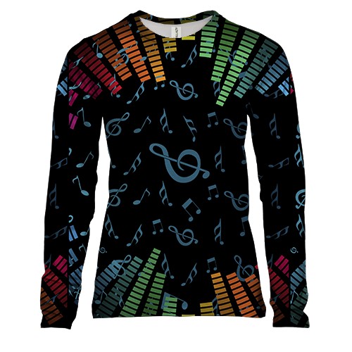 Жіночий 3D лонгслів з музичними нотами