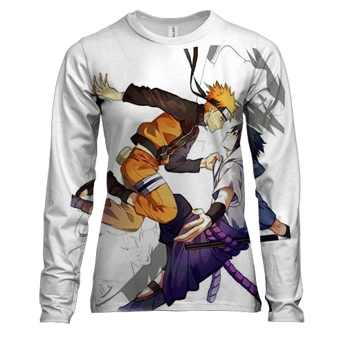 Женский 3D лонгслив с Саске и Наруто (Наруто)