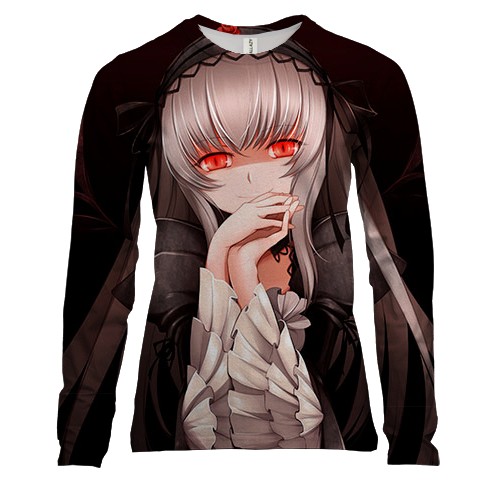 Жіночий 3D лонгслів с аниме девушкой "дьявольские возлюбленные"