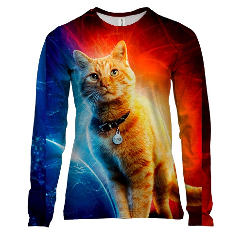 Женский 3D лонгслив с котом (Goose)