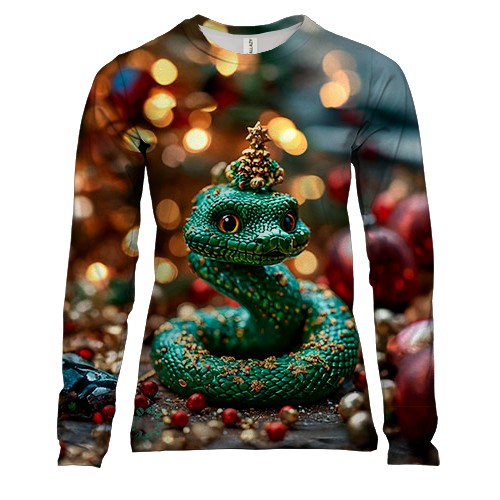 Женский 3D лонгслив Маленькая рождественская змейка