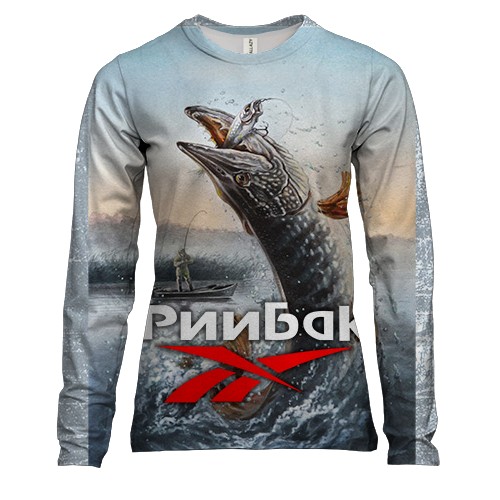 Женский 3D лонгслив с надписью "Рыбак"
