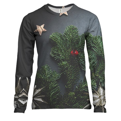 Жіночий 3D лонгслів Christmas tree branch