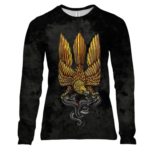 Женский 3D лонгслив с птицей гербом Украины (2)