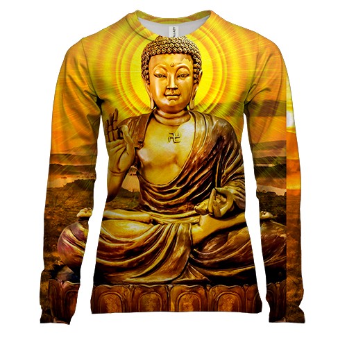 Женский 3D лонгслив Buddha god