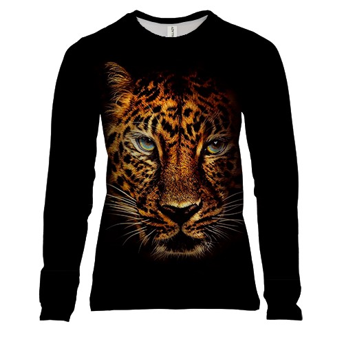 Жіночий 3D лонгслів з леопардом (2)