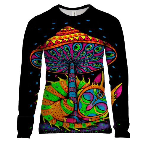 Женский 3D лонгслив Кислотный котик