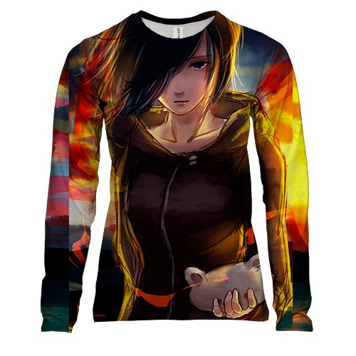 Женский 3D лонгслив Anime girl sunset
