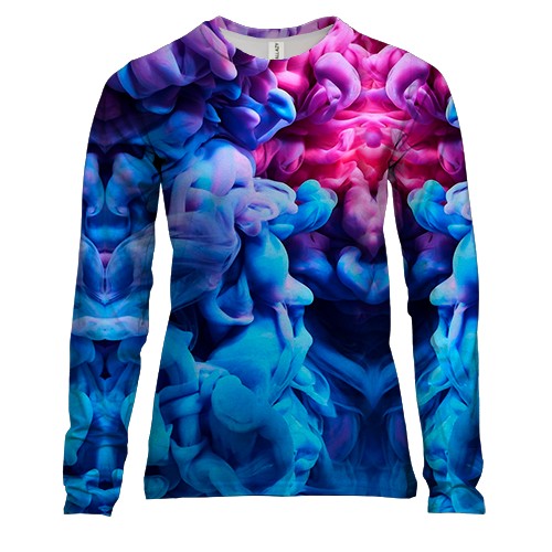 Женский 3D лонгслив Цветной дым