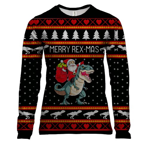 Женский 3D лонгслив «Merry Rex-mas»