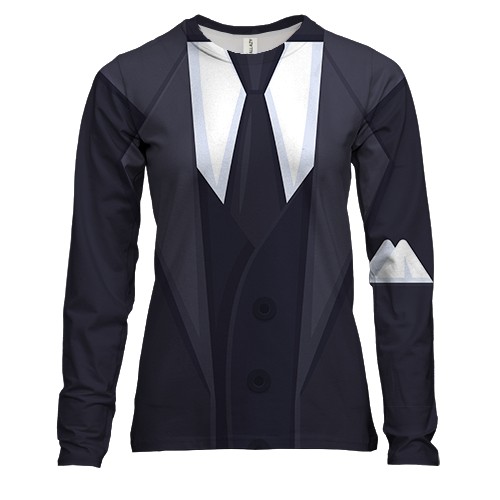 Жіночий 3D лонгслів з чорним смокінгом