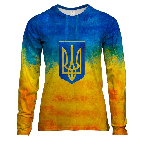 Женская 3D футболка с длинными рукавами с Гербом Украины