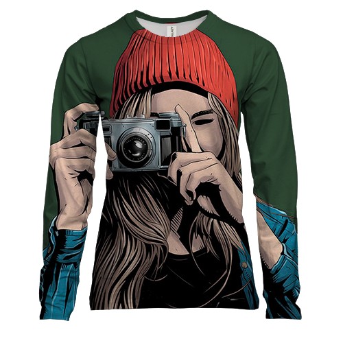 Женский 3D лонгслив с девушкой фотографом