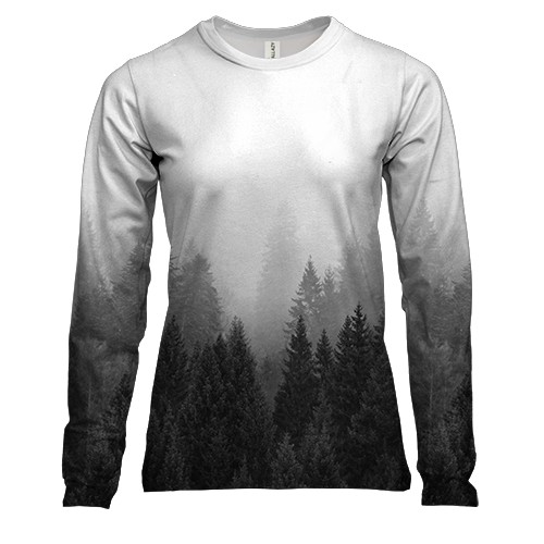 Женский 3D лонгслив «Туманный лес»