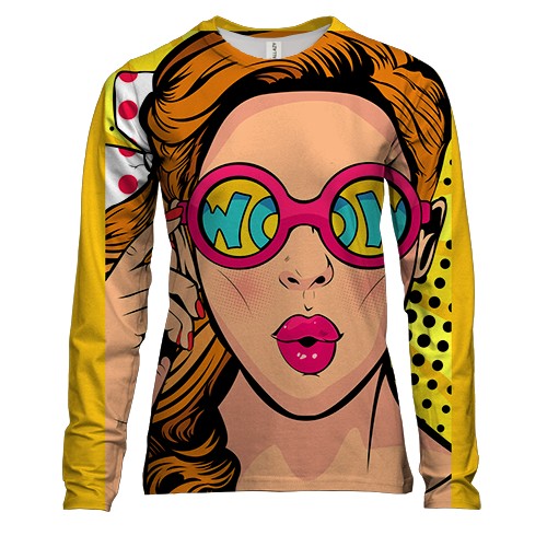 Женский 3D лонгслив Girl Wow Pop Art