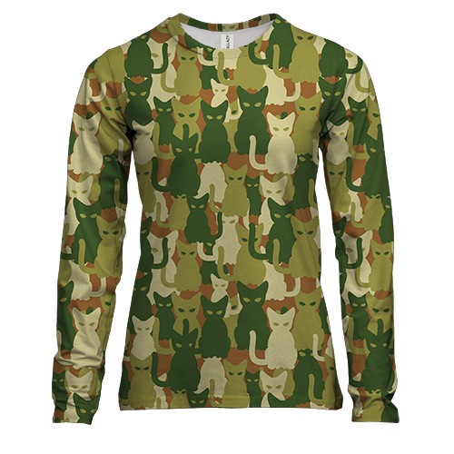 Женский 3D лонгслив Камуфляж коты "Котофляж" (3)