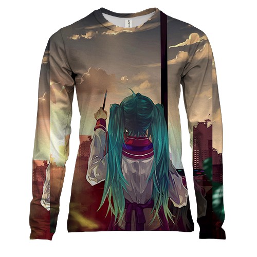 Женский 3D лонгслив Anime girl . Butterfly