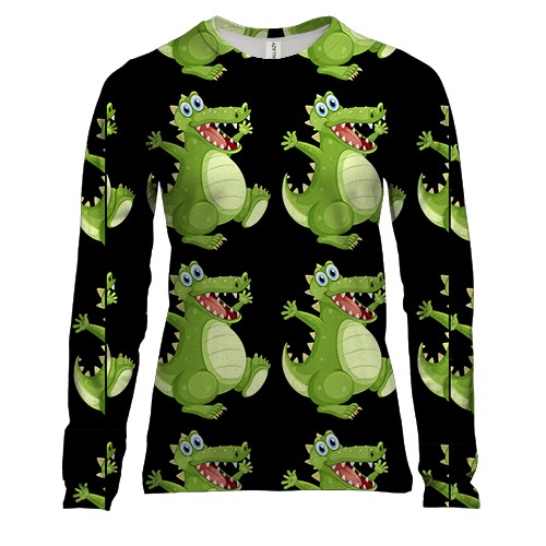 Женский 3D лонгслив с веселыми крокодилами