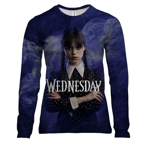 Женский 3D лонгслив Wednesday Smoke Арт (2)