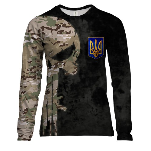 Женский 3D лонгслив Punisher skull multicam