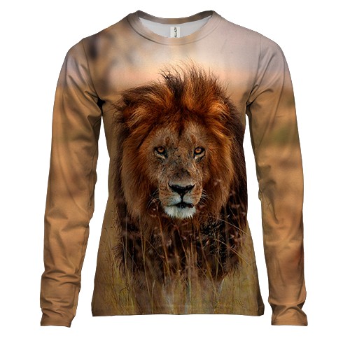 Жіночий 3D лонгслів Лев в савані