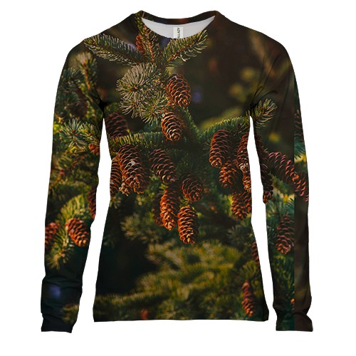 Жіночий 3D лонгслів Шишки на ялинці