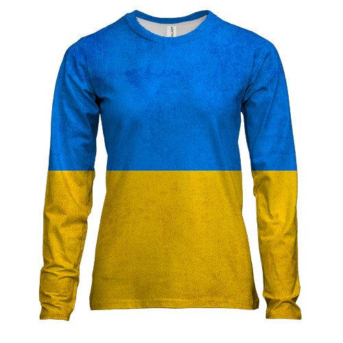 Женский 3D лонгслив желто-синяя футболка