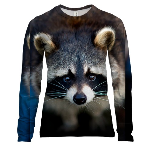 Женский 3D лонгслив Милый енот