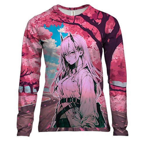 Жіночий 3D лонгслів Пауер та сакура
