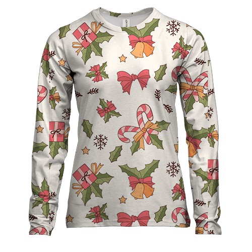 Женский 3D лонгслив Новогодний паттерн 15