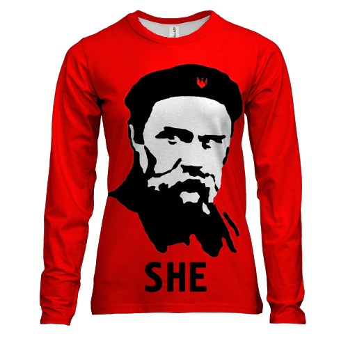Женский 3D лонгслив с Тарасом Шевченко в стиле Че Гевары