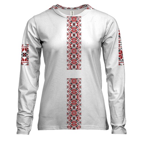 Жіночий 3D лонгслів з малюнком у вигляді класичної вишиванки