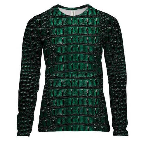 Женский 3D лонгслив Кожа зеленого дракона