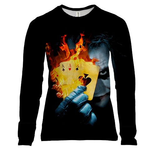 Женский 3D лонгслив Джокер с картами